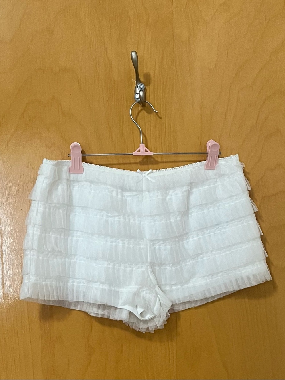 Urban Outfitters Kimchi Blue Alyx Tiered Ruffle Micro Shorts in White